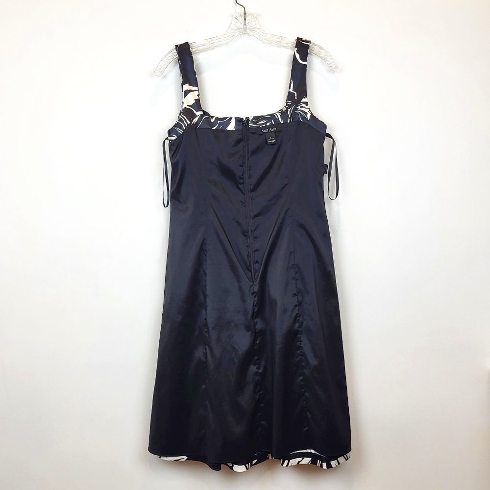 White House Black Market Black Floral Fit and Flare Sleeveless Dress, Size 6 EUC - Picture 10 of 12